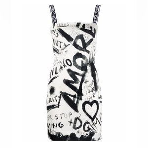 Short charmeuse dress with DG graffiti print size IT 42